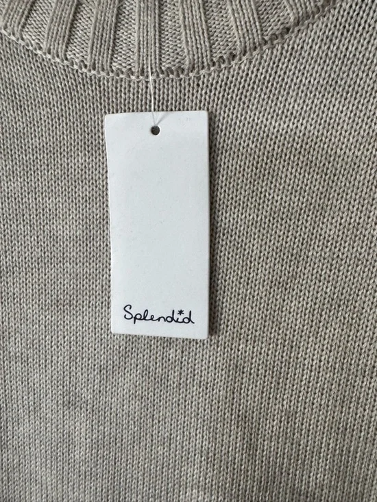 Splendid Cream Tie-Waist Long Sleeve Sweater Dress - Picture 4 of 7